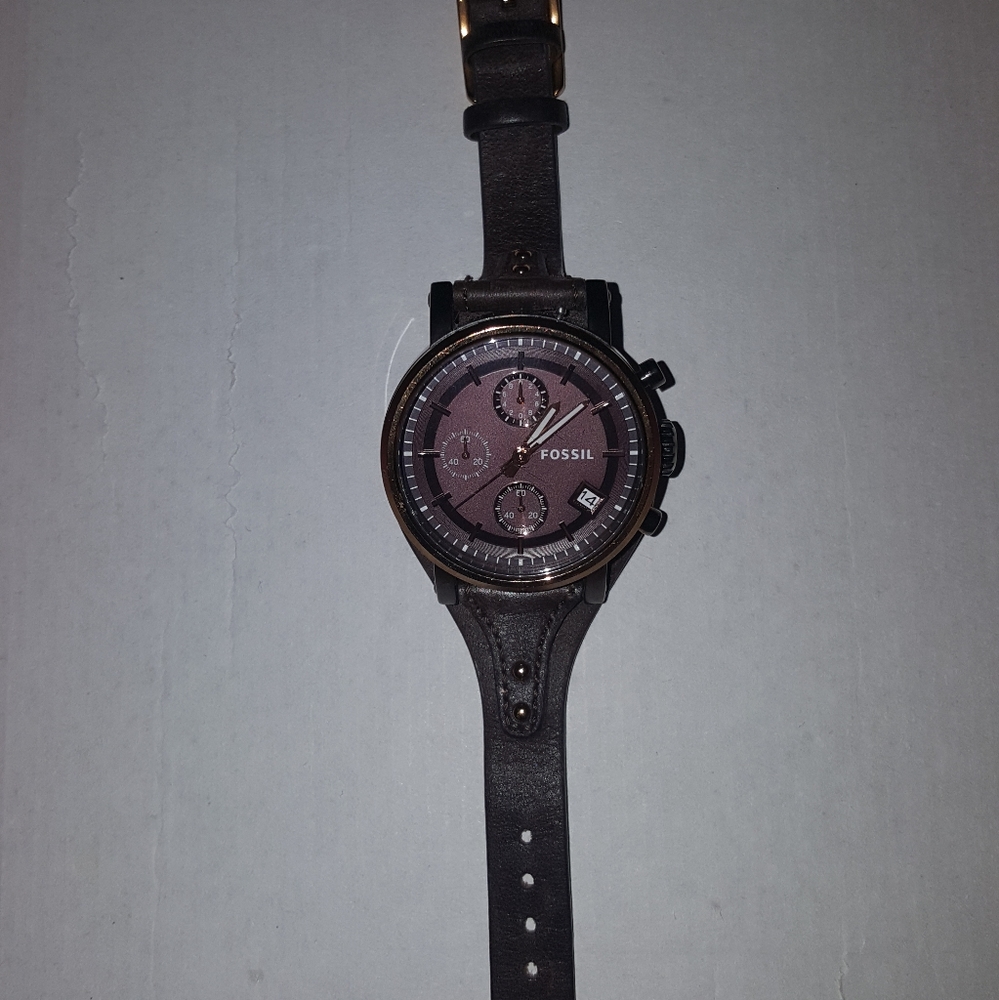 Gold and brown fossil women's watch